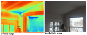 Infrared image compared to visible light image.